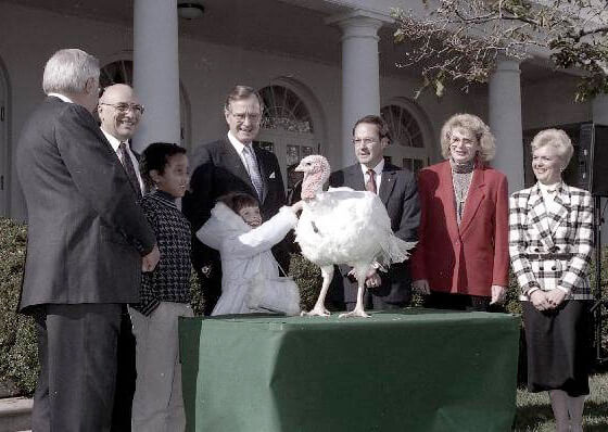NTF chairman presents the National Thanksgiving Turkey to President George H. W. Bush.  