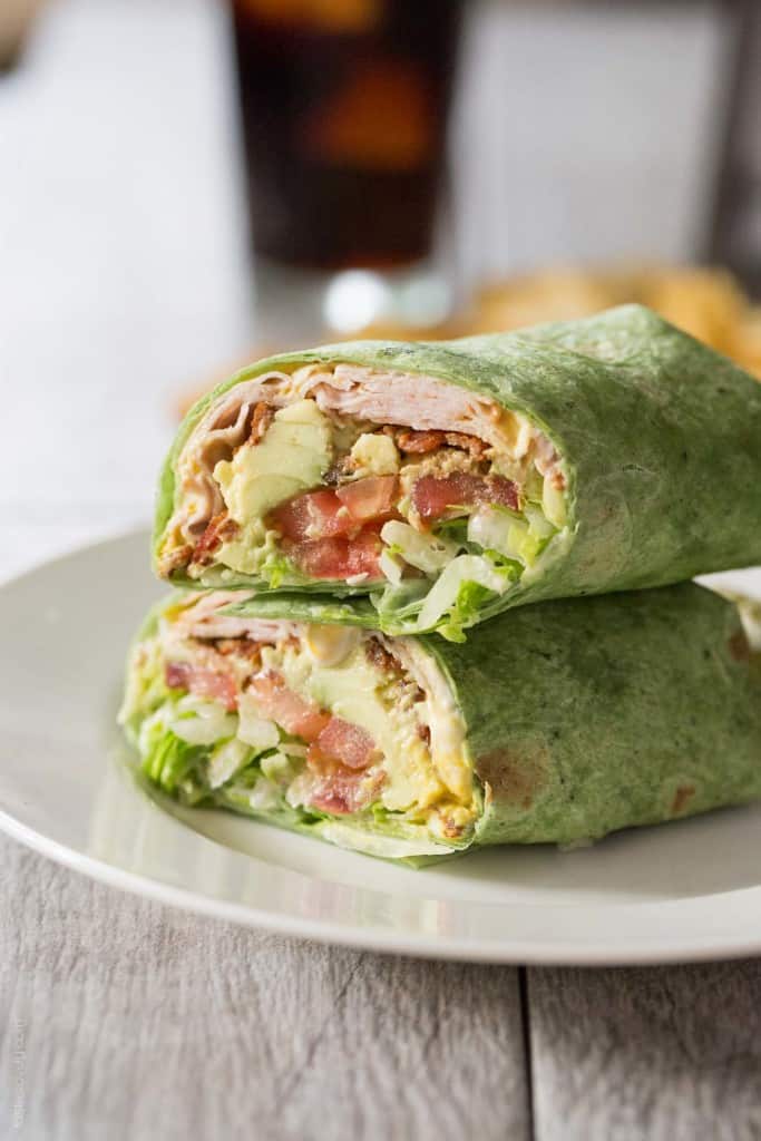 Turkey wrap on a plate 