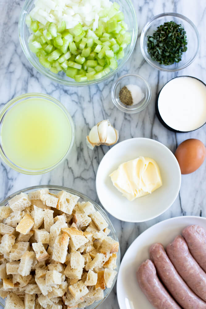 ingredients to make sausage stuffing