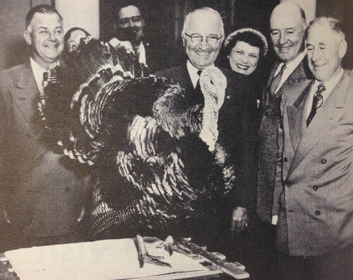 President Harry Truman receives the National Thanksgiving Turkey in 1947