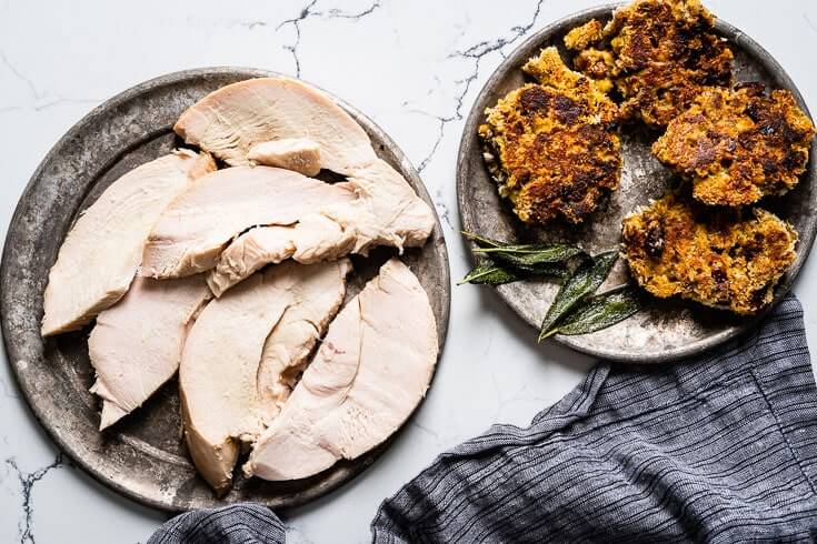turkey and stuffing cakes on plates