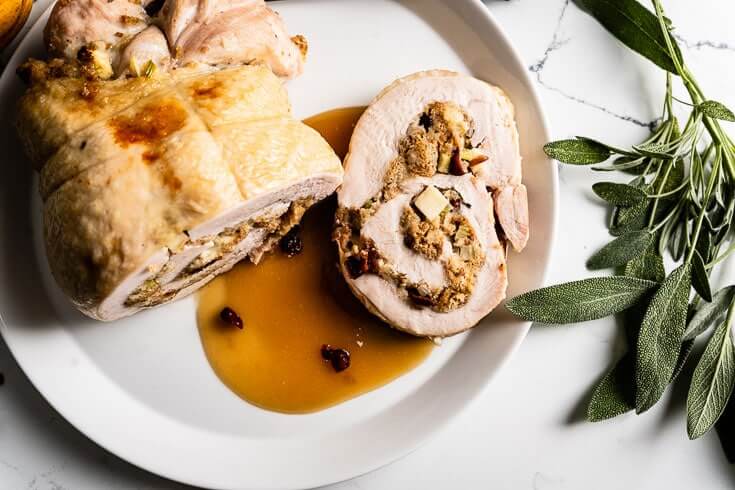 turkey roulade sliced